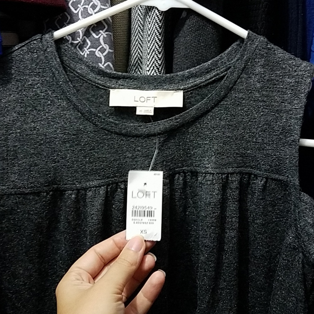 Loft xs off the shoulder blouse in metallic gray